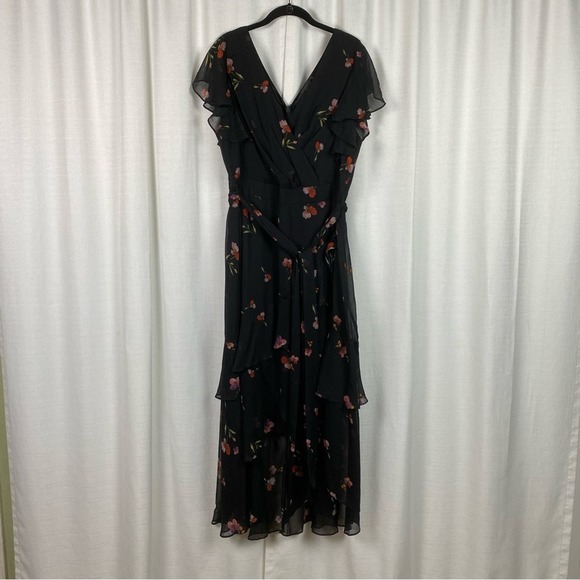 City Chic Black Floral Petal Rain Maxi Dress Sz.S/16 NWT - Picture 4 of 15